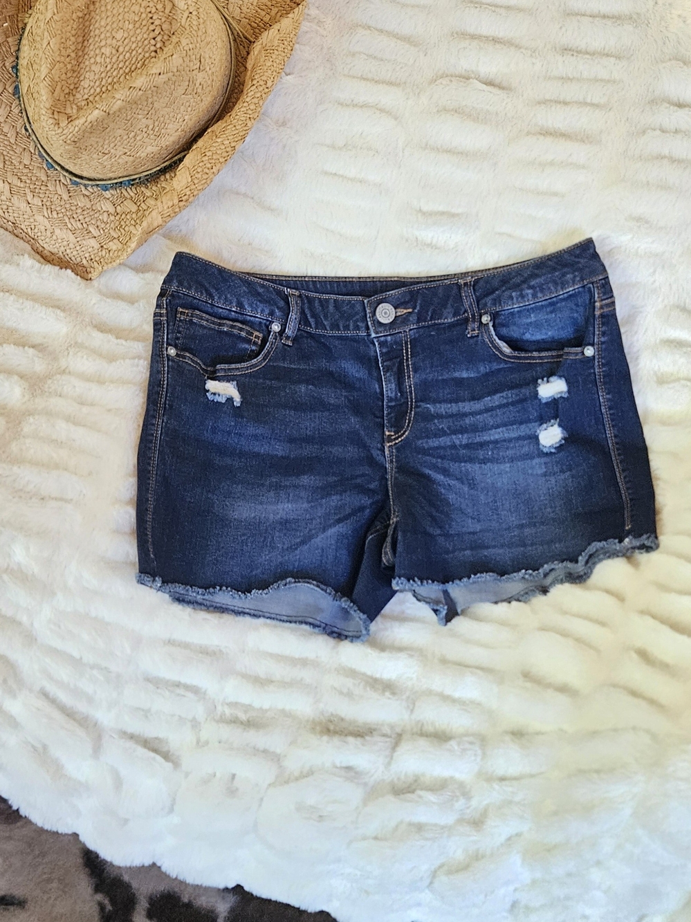 Women’s Dark Blue Denim Cutoff Shorts